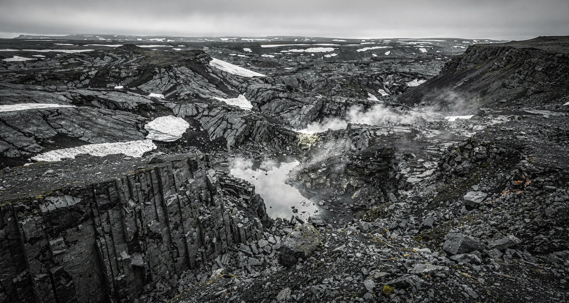 Viti Crater volcanic geothermal caldera in Iceland under arctic light